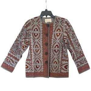 The Territory Ahead Quilted Jacket Artisan Cotton Western Wood Buttons Size XS